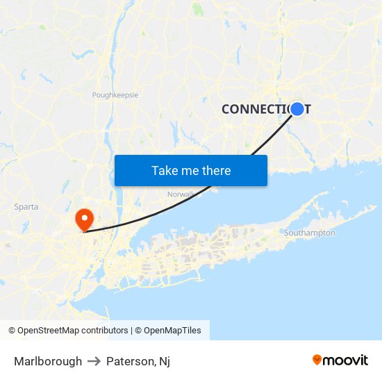 Marlborough to Paterson, Nj map