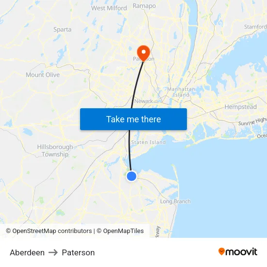 Aberdeen to Paterson map