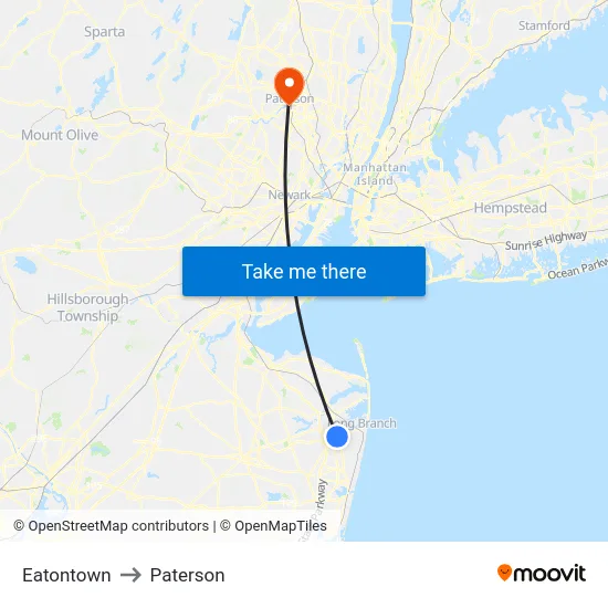 Eatontown to Paterson map