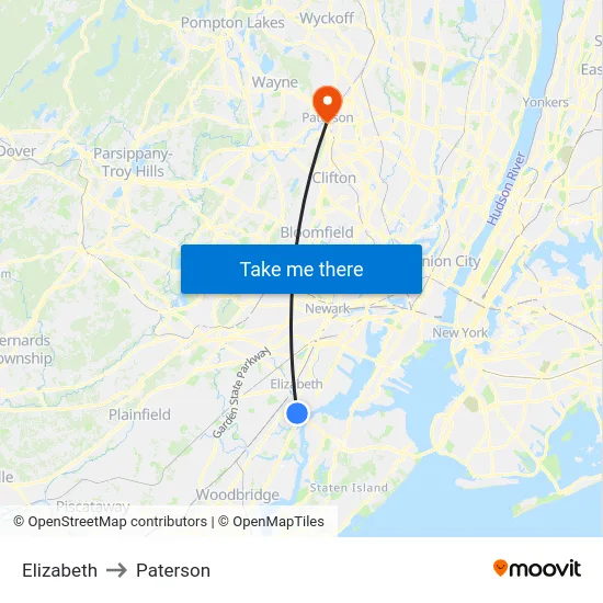 Elizabeth to Paterson map