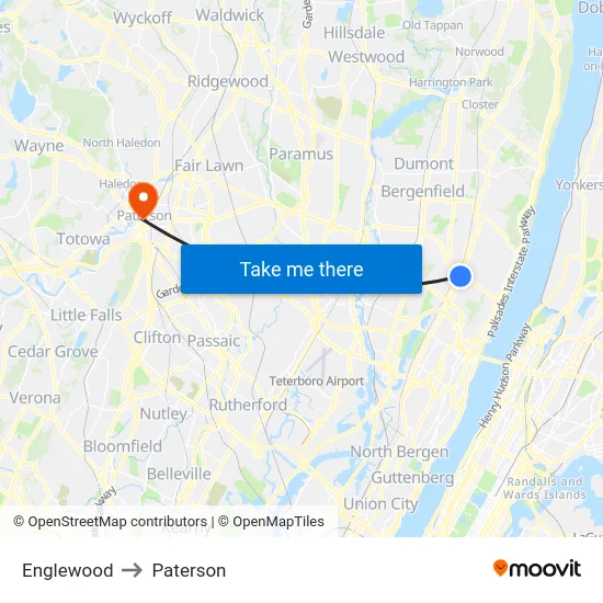 Englewood to Paterson map