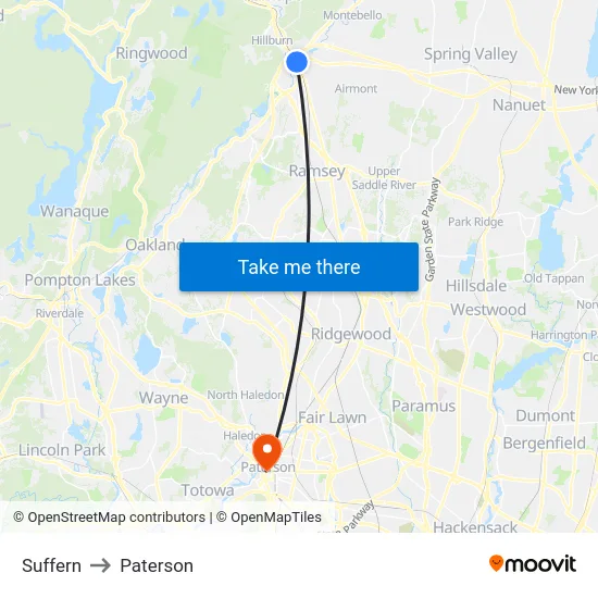 Suffern to Paterson map