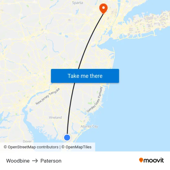 Woodbine to Paterson map