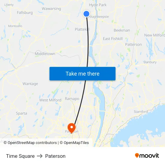 Time Square to Paterson map