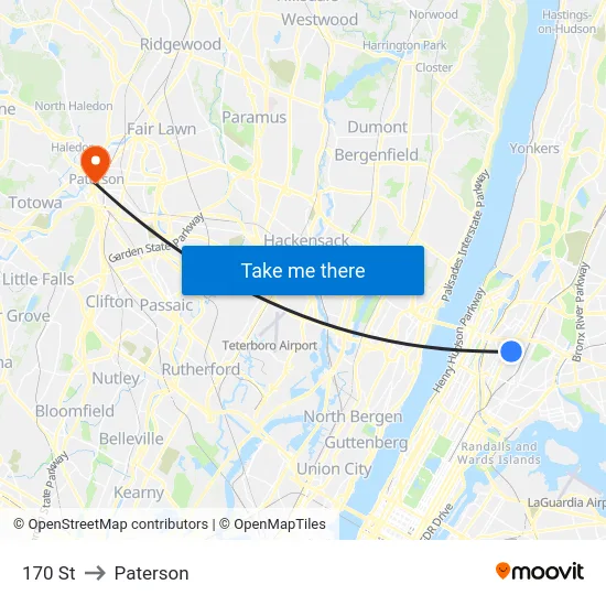 170 St to Paterson map