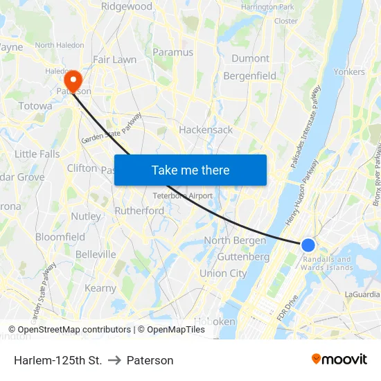Harlem-125th St. to Paterson map