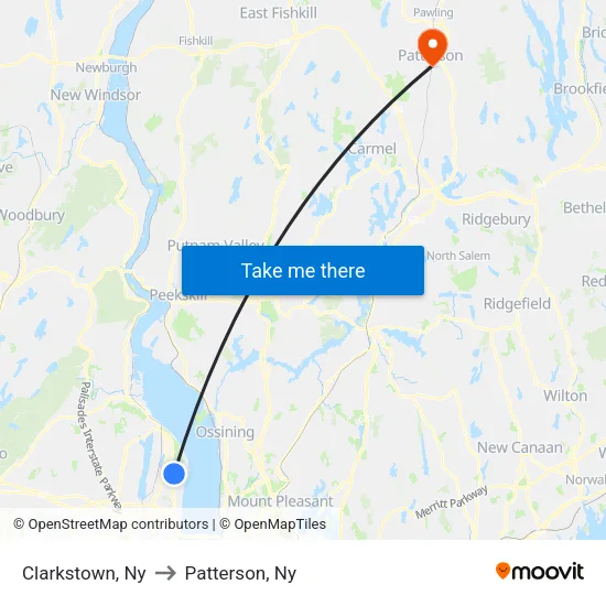 Clarkstown to Patterson, Ny map