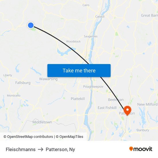 Fleischmanns to Patterson, Ny map