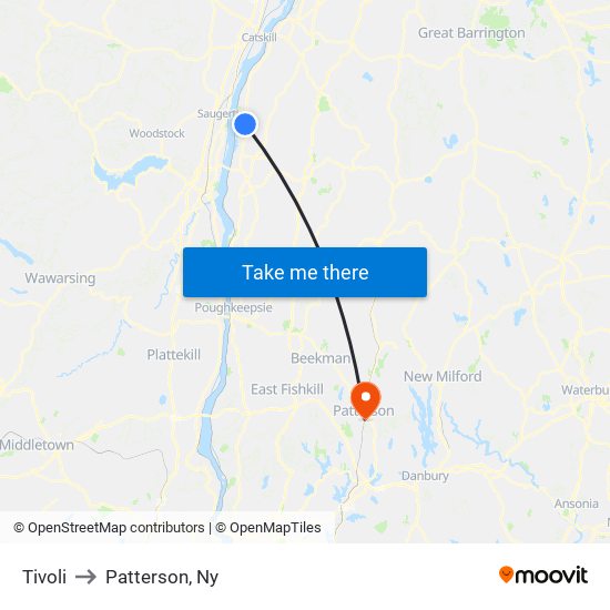 Tivoli to Patterson, Ny map