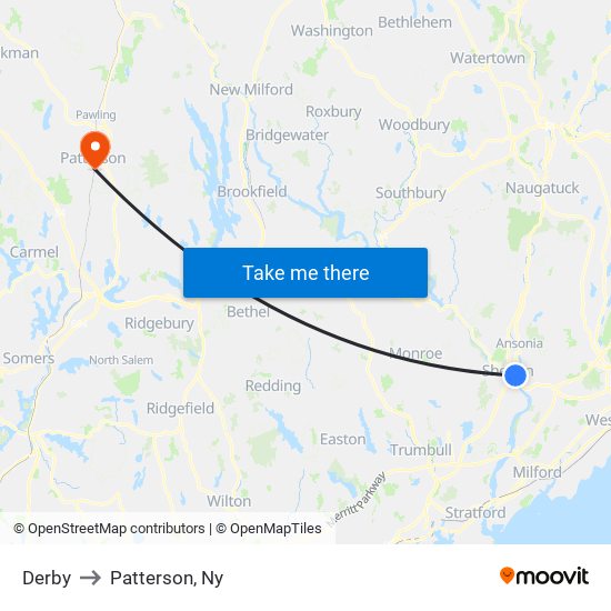 Derby to Patterson, Ny map