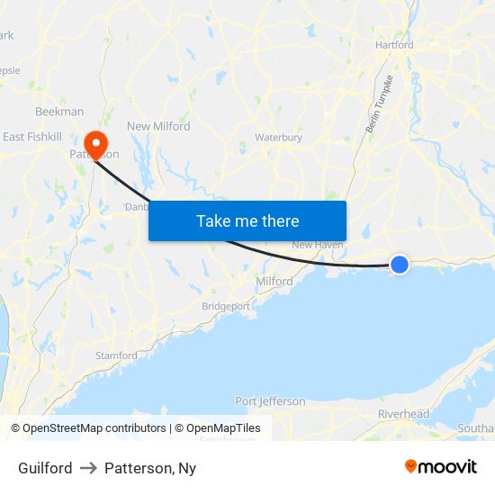 Guilford to Patterson, Ny map