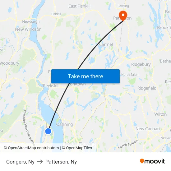 Congers to Patterson, Ny map