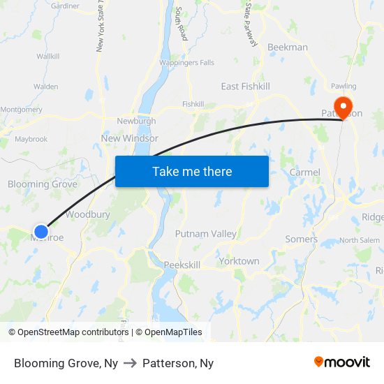 Blooming Grove, Ny to Patterson, Ny map