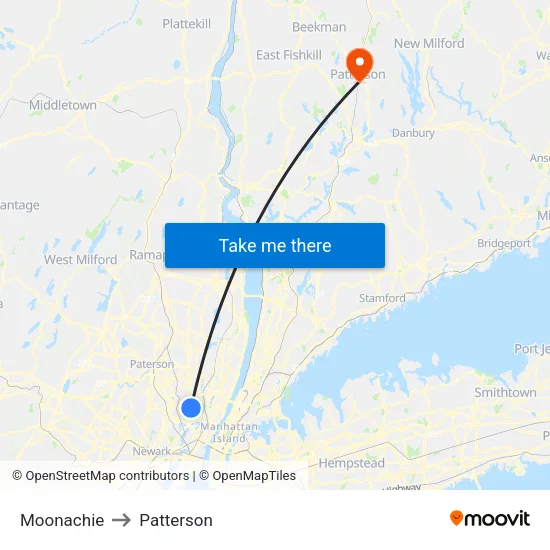Moonachie to Patterson map