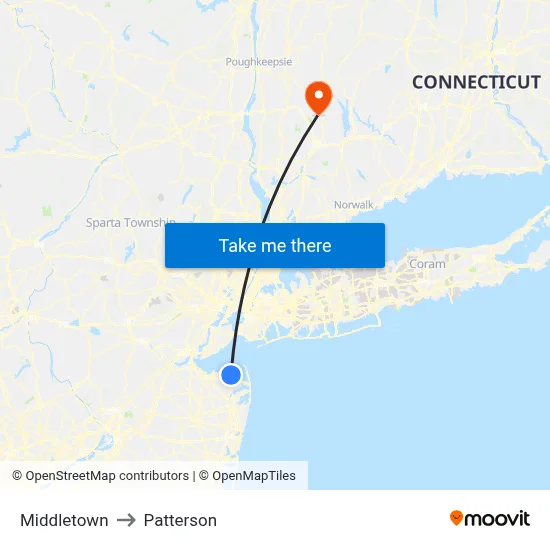 Middletown to Patterson map