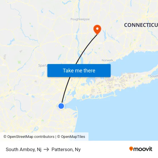 South Amboy to Patterson, Ny map