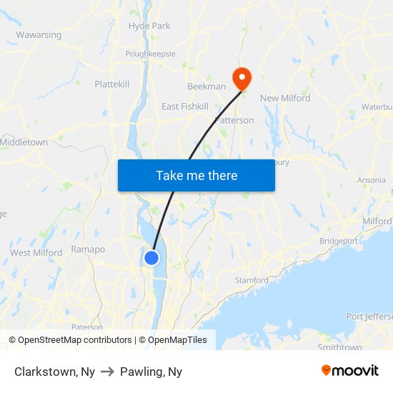 Clarkstown, Ny to Pawling, Ny map