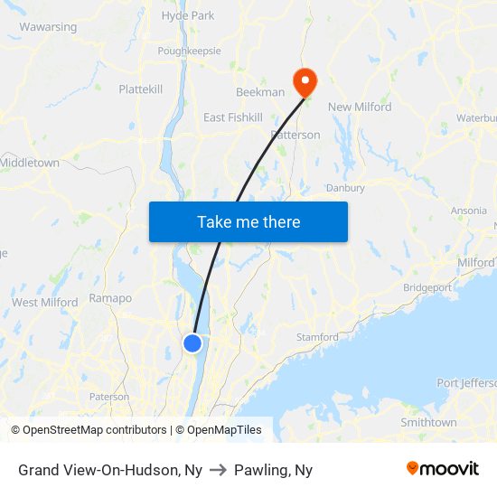 Grand View-On-Hudson, Ny to Pawling, Ny map