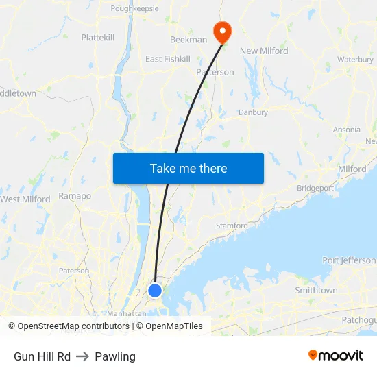 Gun Hill Rd to Pawling map