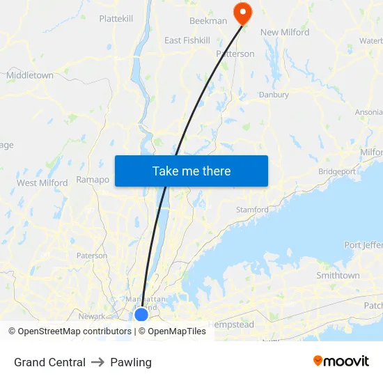 Grand Central to Pawling map