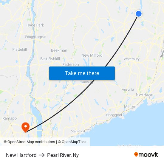 New Hartford to Pearl River, Ny map