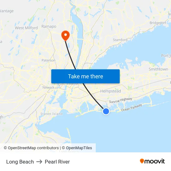 Long Beach to Pearl River map