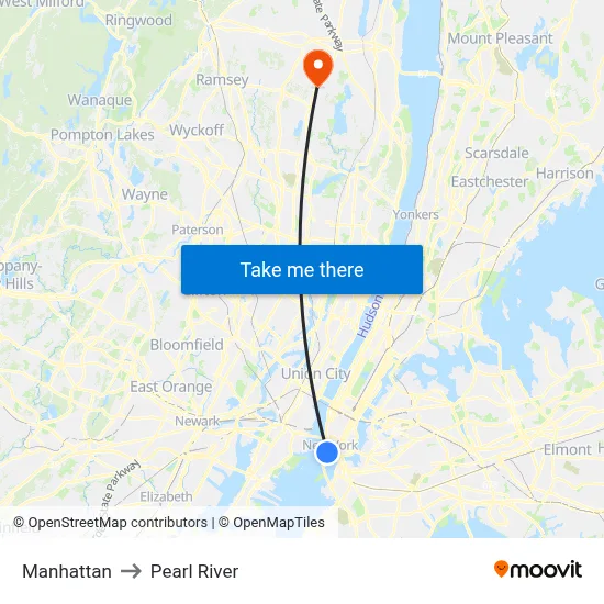 Manhattan to Pearl River map