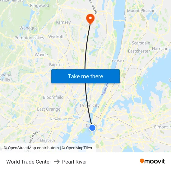 World Trade Center to Pearl River map