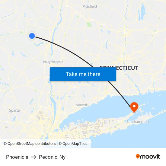 Phoenicia to Peconic, Ny map