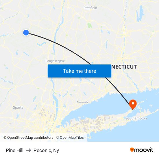 Pine Hill to Peconic, Ny map