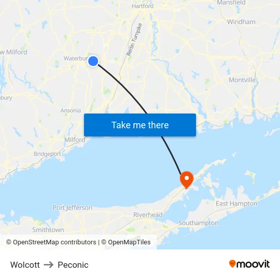 Wolcott to Peconic map