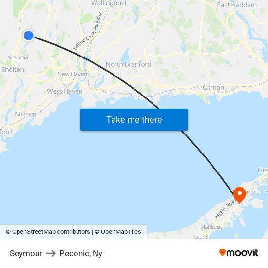 Seymour to Peconic, Ny map