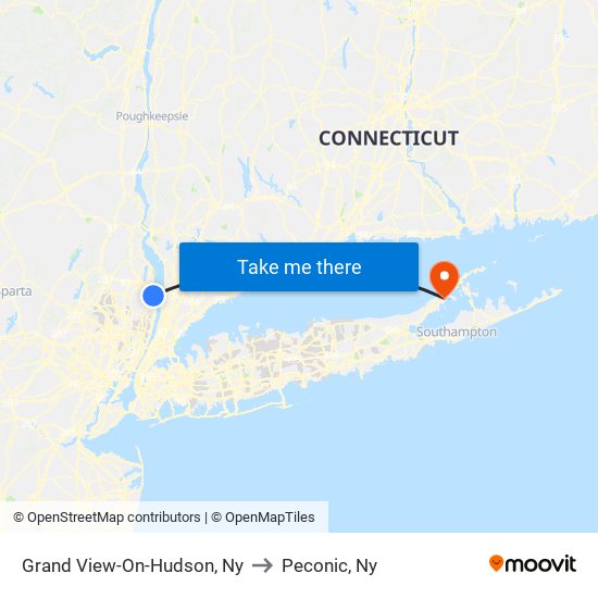 Grand View-On-Hudson, Ny to Peconic, Ny map