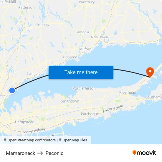 Mamaroneck to Peconic map