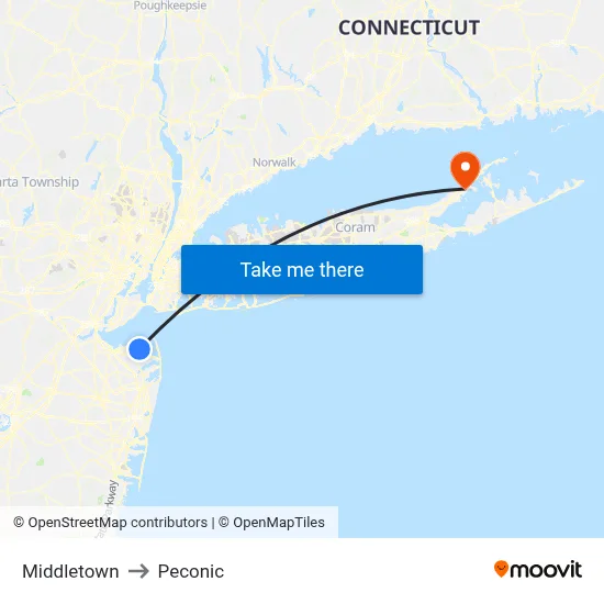 Middletown to Peconic map