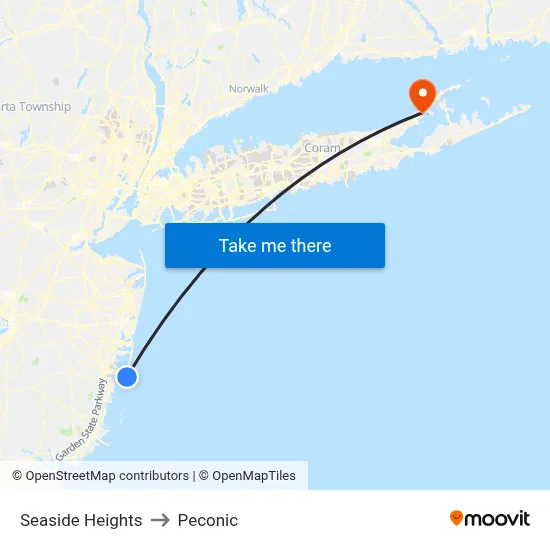 Seaside Heights to Peconic map