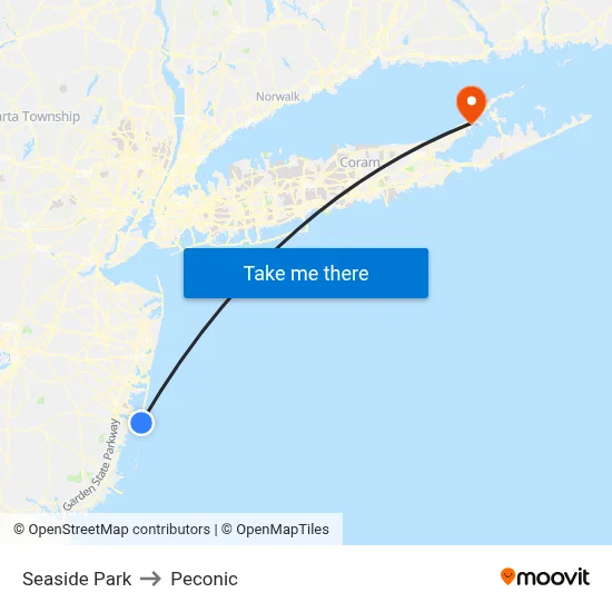 Seaside Park to Peconic map