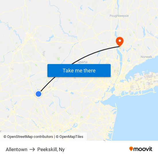 Allentown to Peekskill, Ny map