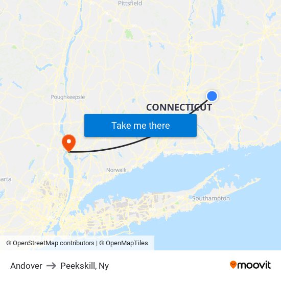 Andover to Peekskill, Ny map