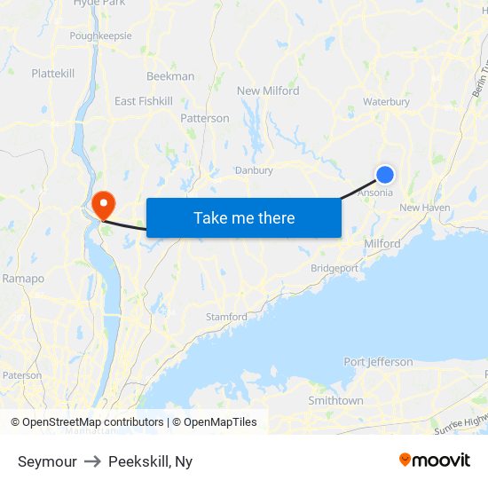 Seymour to Peekskill, Ny map