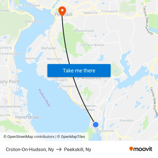 Croton-On-Hudson to Peekskill, Ny map