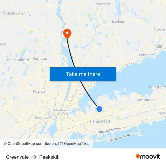 Greenvale to Peekskill map
