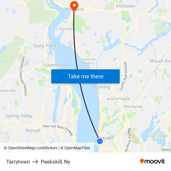 Tarrytown to Peekskill, Ny map