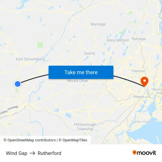 Wind Gap to Rutherford map