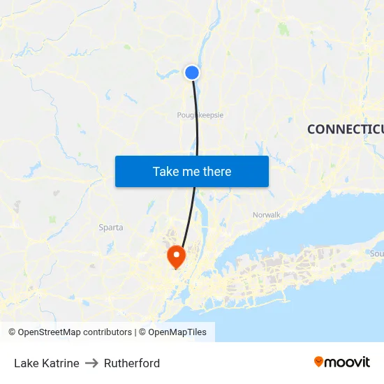 Lake Katrine to Rutherford map