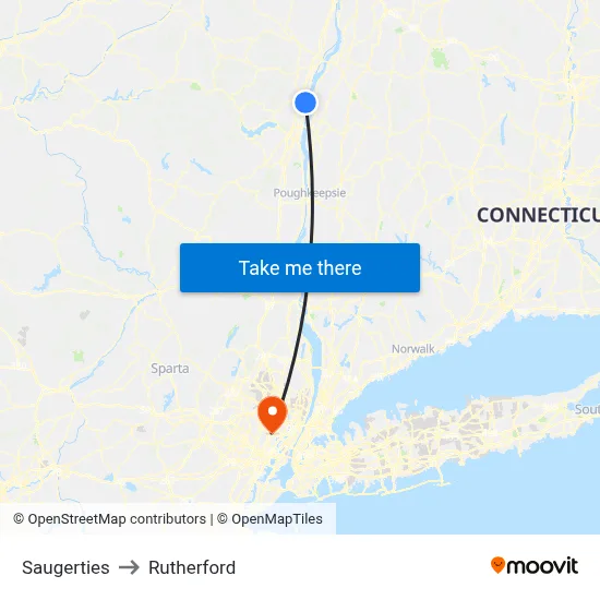 Saugerties to Rutherford map