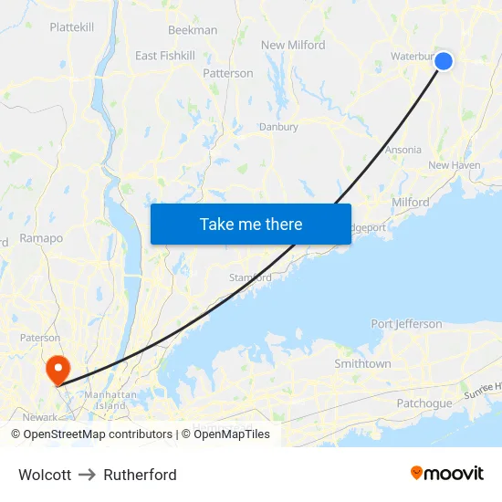 Wolcott to Rutherford map