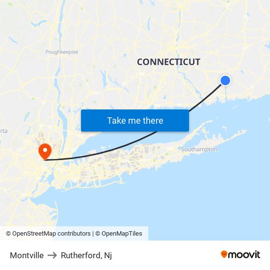 Montville to Rutherford, Nj map