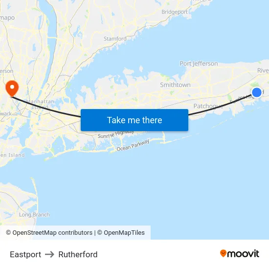 Eastport to Rutherford map