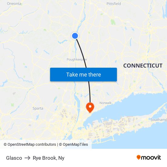 Glasco to Rye Brook, Ny map